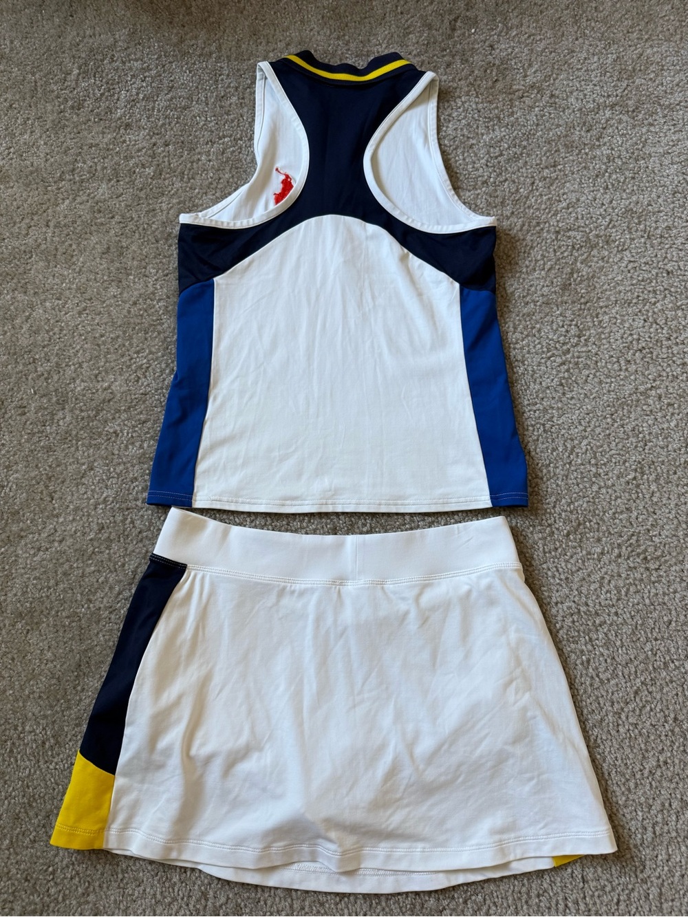 Ralph Lauren White Tennis Zip Tank & Skirt with Navy and Yellow Trim size Small - Picture 4 of 12